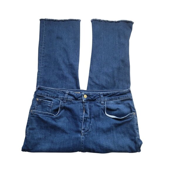 Anthropolgie Pilcro Dark Wash Rew Hem Wide Leg Jeans Size 33T Casual Bohemian - Picture 1 of 9